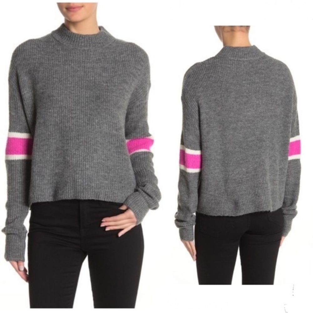 John + Jenn Varsity Stripe Mock Neck Sweater